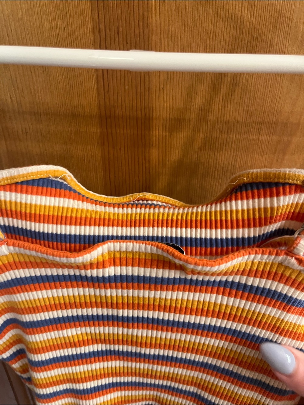 Striped Ribbed Cropped Cami in Orange Multicolor - Picture 6 of 6